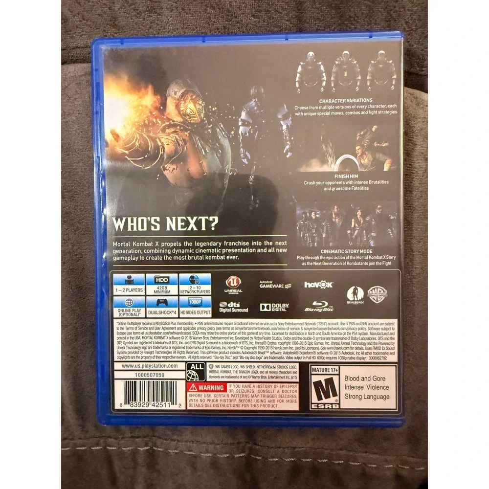 Mortal Kombat X PS4 PlayStation 4 WB Games‎ NetherRealm Fighting Game